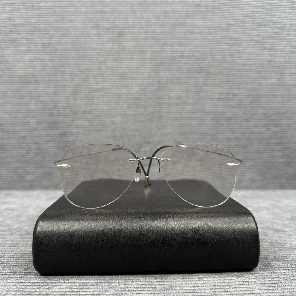 Titanium Rimless Aviator y2k Eyeglasses Silver Wire Frames 5515 70 7010 150 vtg